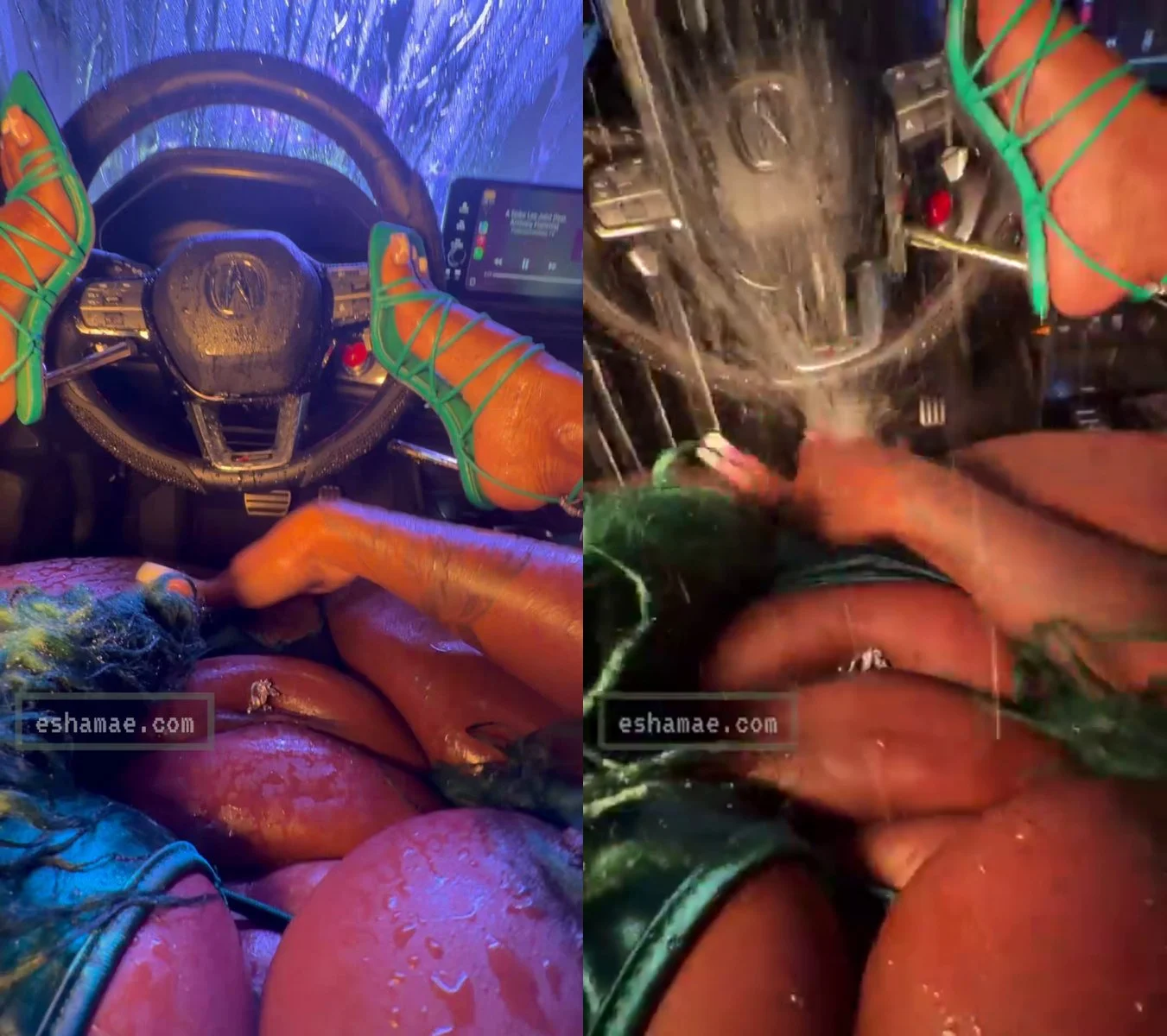 Esha Mae Squirts Inside a Car Wash