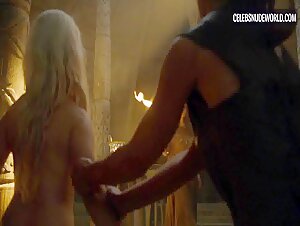 Emilia Clarke has a stunning blonde nude fire scene in Game of Thrones (2011-2019)