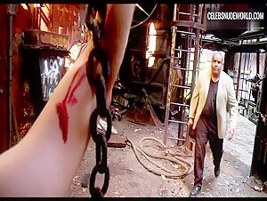 Melissa Troughtzmantz is nude and covered in blood during a shocking scene from Survival Knife (2016)