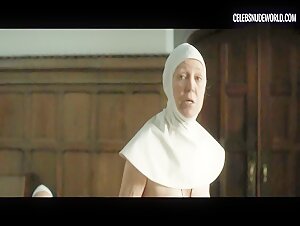 Marshall Chapman reveals her natural bush in a revealing nude cafeteria scene from Novitiate (2017)