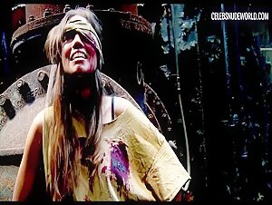 Blonde Candice Starks gets fully nude in a tense axe scene from Survival Knife (2016)