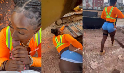 Fucked the attitude off my boss for deducting my shift for coming late dem my fine ass Ebony caramel horny Supervisor bend over for my dick on the road construction site