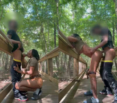 Young lovers out for public sex adventure on a bridge in a zoo after every one moved forward