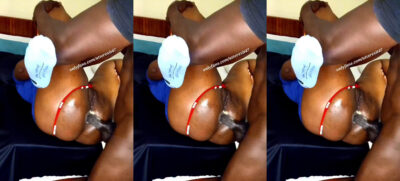Woman Holds Her Legs Up During a Continuous Anal Scene on a Bed